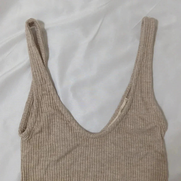 Urban Outfitters Side-Tie Ribbed Tank Top, Color Tan Size XS - Picture 3 of 11